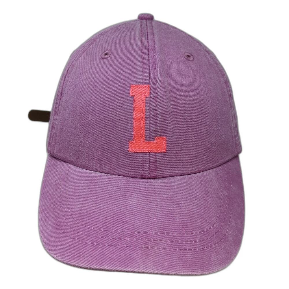 Adams Baseball Cap Pink One Size Leather Strapback Cool-Crown Hat Letter L Logo